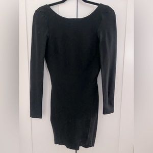 H&M Size 2 Black Mini Dress Long Sleeve Backless, Bodycon - Short & Fitted